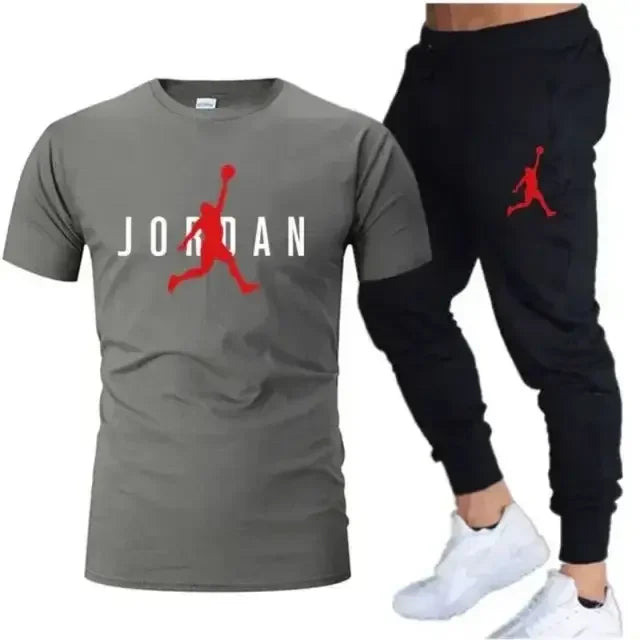Men's Printed Leisure T-Shirt & Shorts Set