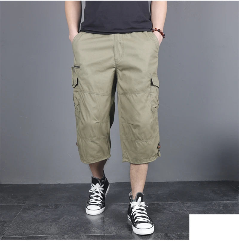 DOUSE Men's Multi-Pocket Cargo Shorts – Military Tactical Cotton Capri Pants