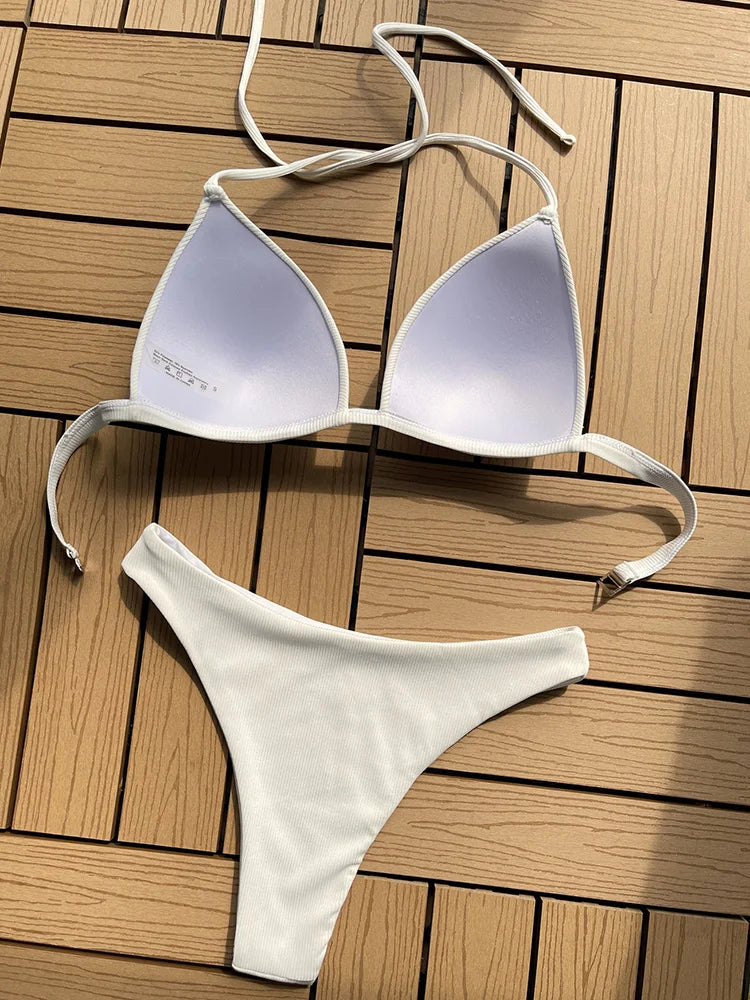 Women's Push-Up Halter Bra Cup Bikini Set