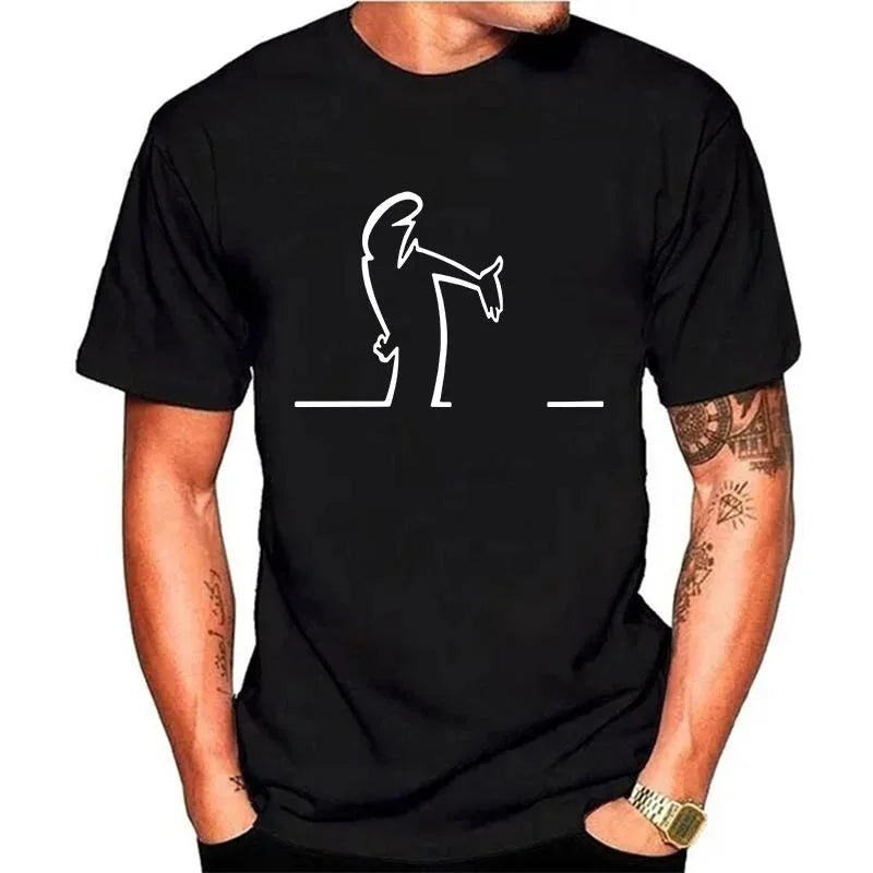 DOUSE Men's La Linea Comic Graphic Tee – Cotton Funny Print Short Sleeve