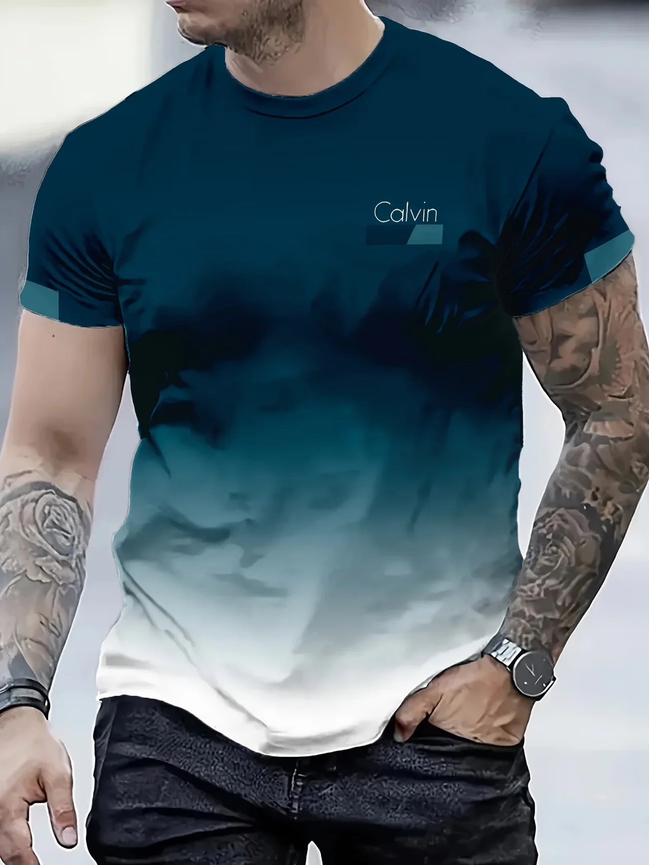 Men's Gradient 3D Print T-Shirt