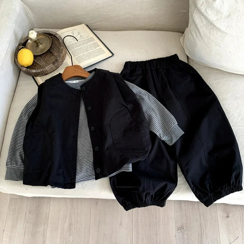 Kids' Striped Vest & Trousers 3-Piece Set