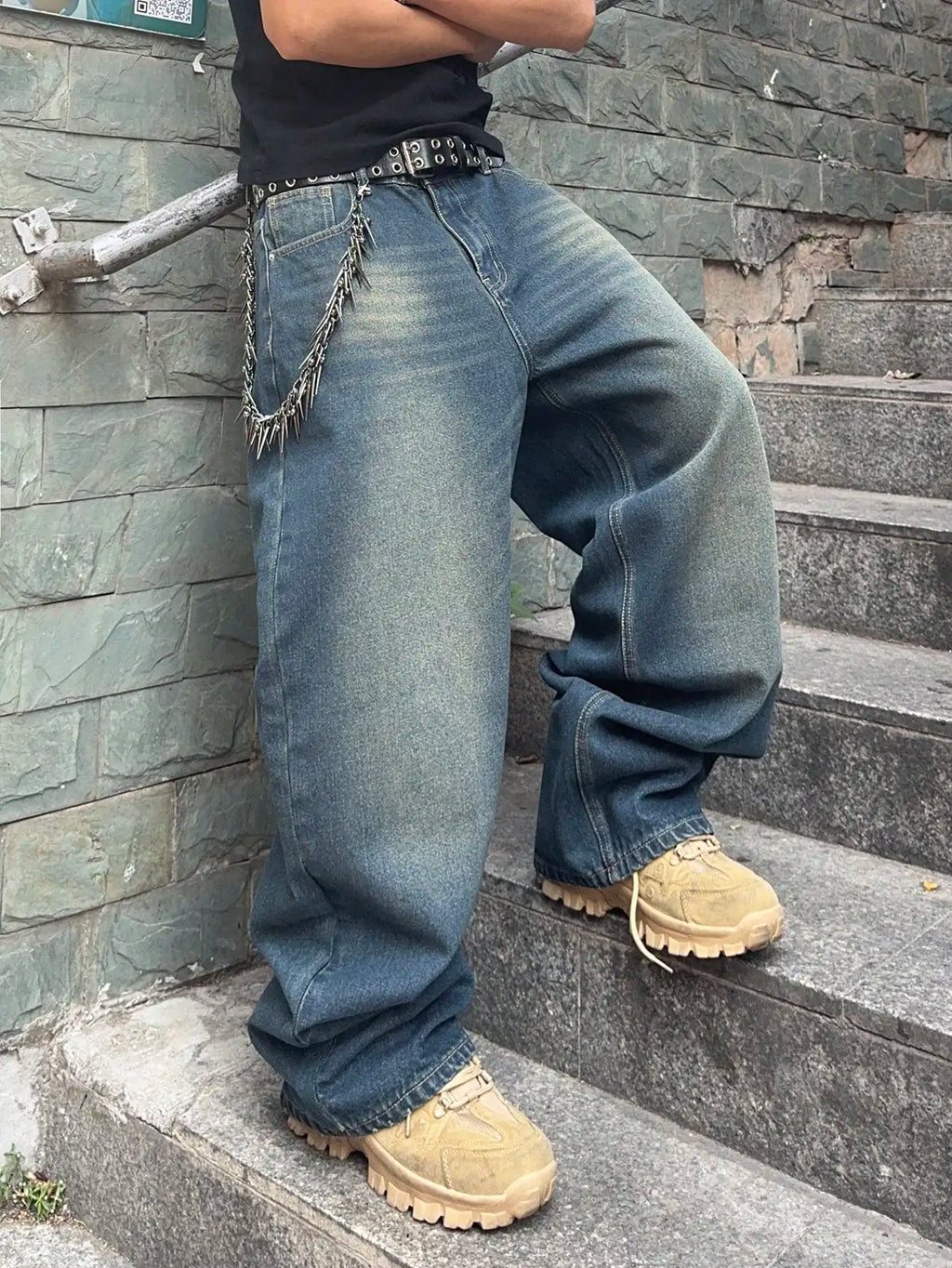 Men's Y2K Baggy Wide-Leg Denim Jeans