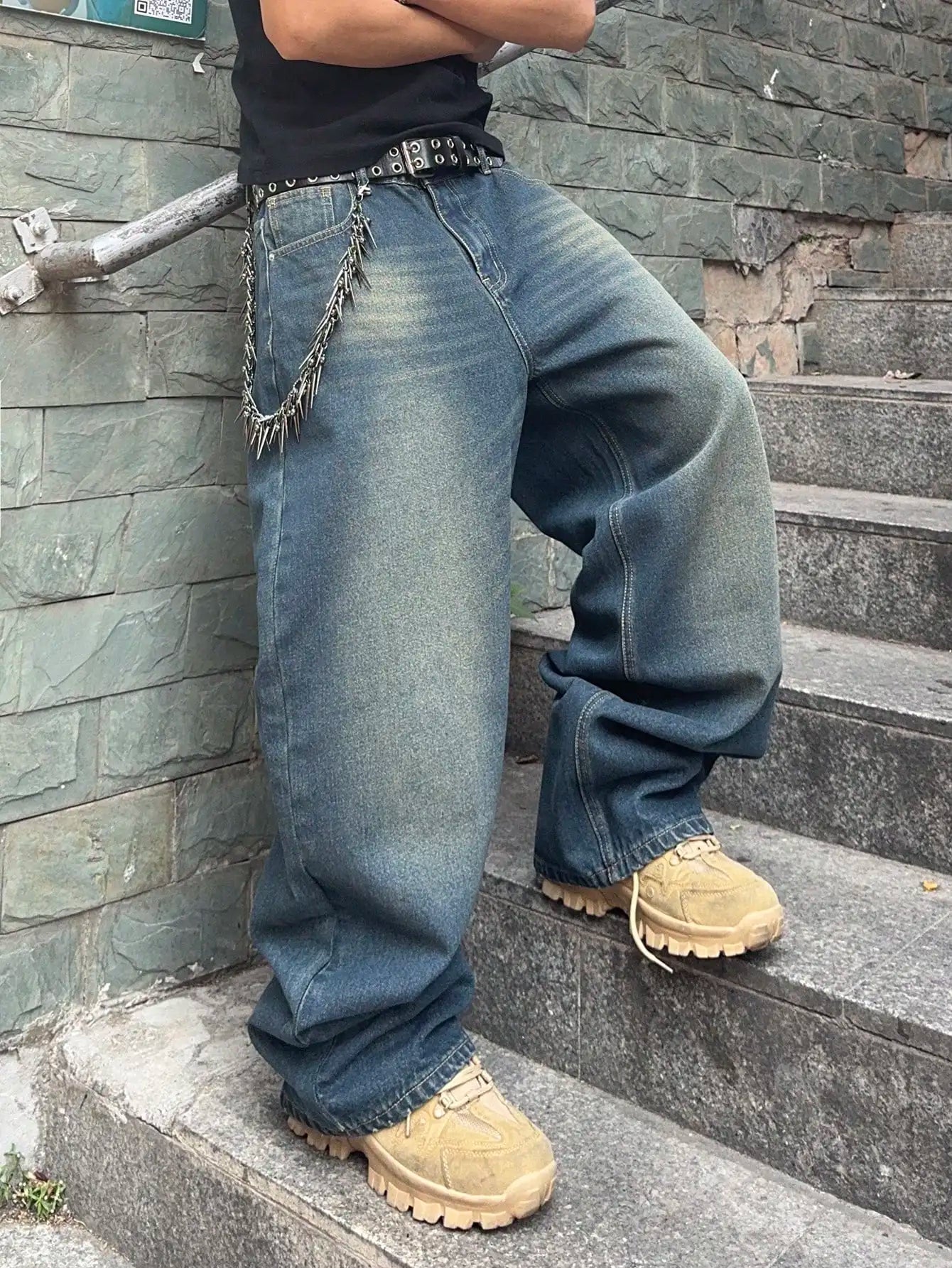 Men's Y2K Baggy Wide-Leg Denim Jeans