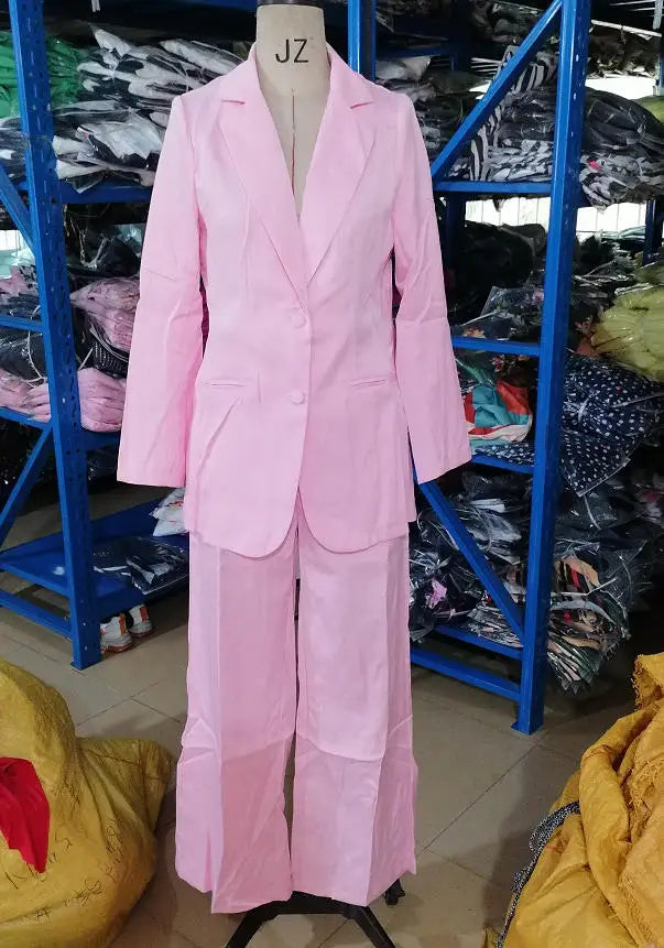 Women's Blazer & Wide-Leg Pants Two-Piece Set