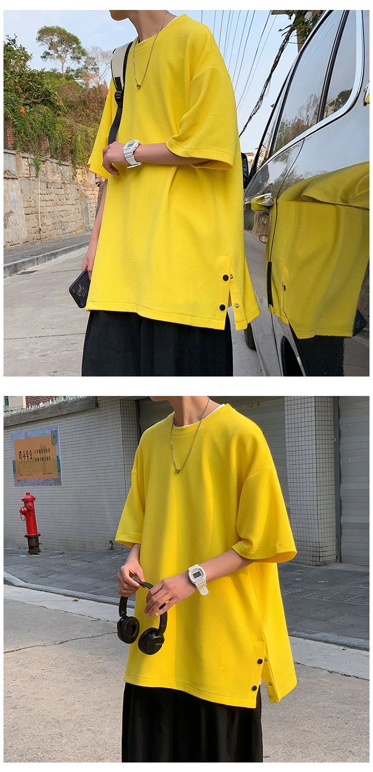 Men's Oversized Side-Slit Basic T-Shirt