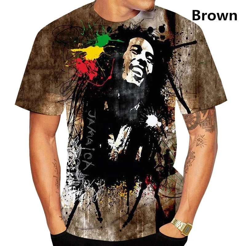 Men's Bob Marley 3D Print Graphic T-Shirt