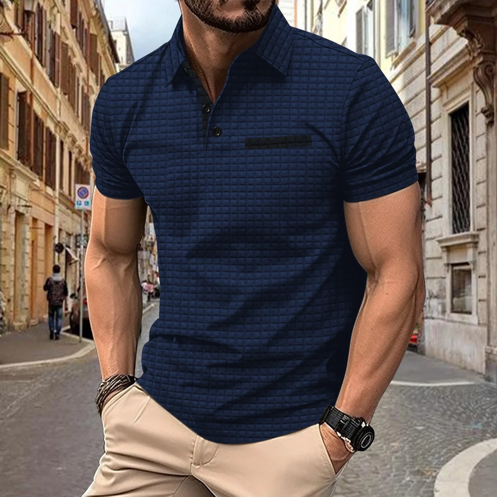 Men's Jacquard Pattern Polo Shirt