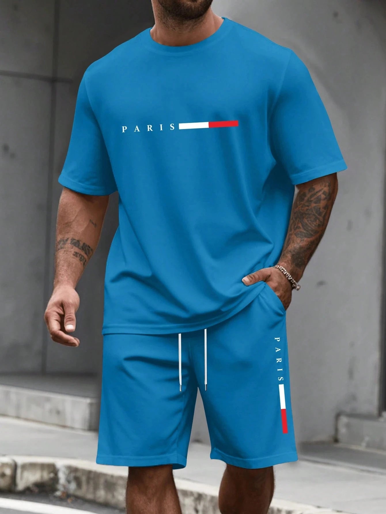 Men's O-Neck T-Shirt & Shorts Casual Set