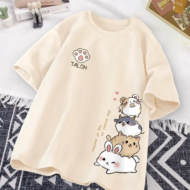 Women's Cute Hamster Print Casual T-Shirt