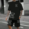 Men's Harajuku Bear Graphic T-Shirt & Shorts Set