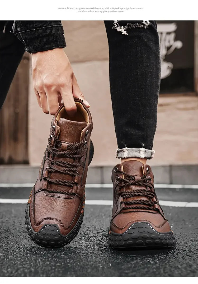 Men's Retro Lace-Up Casual Boots