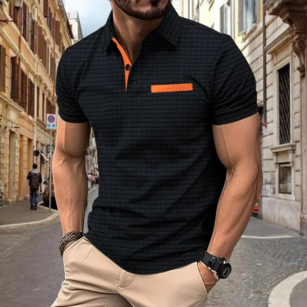 Men's Jacquard Pattern Polo Shirt