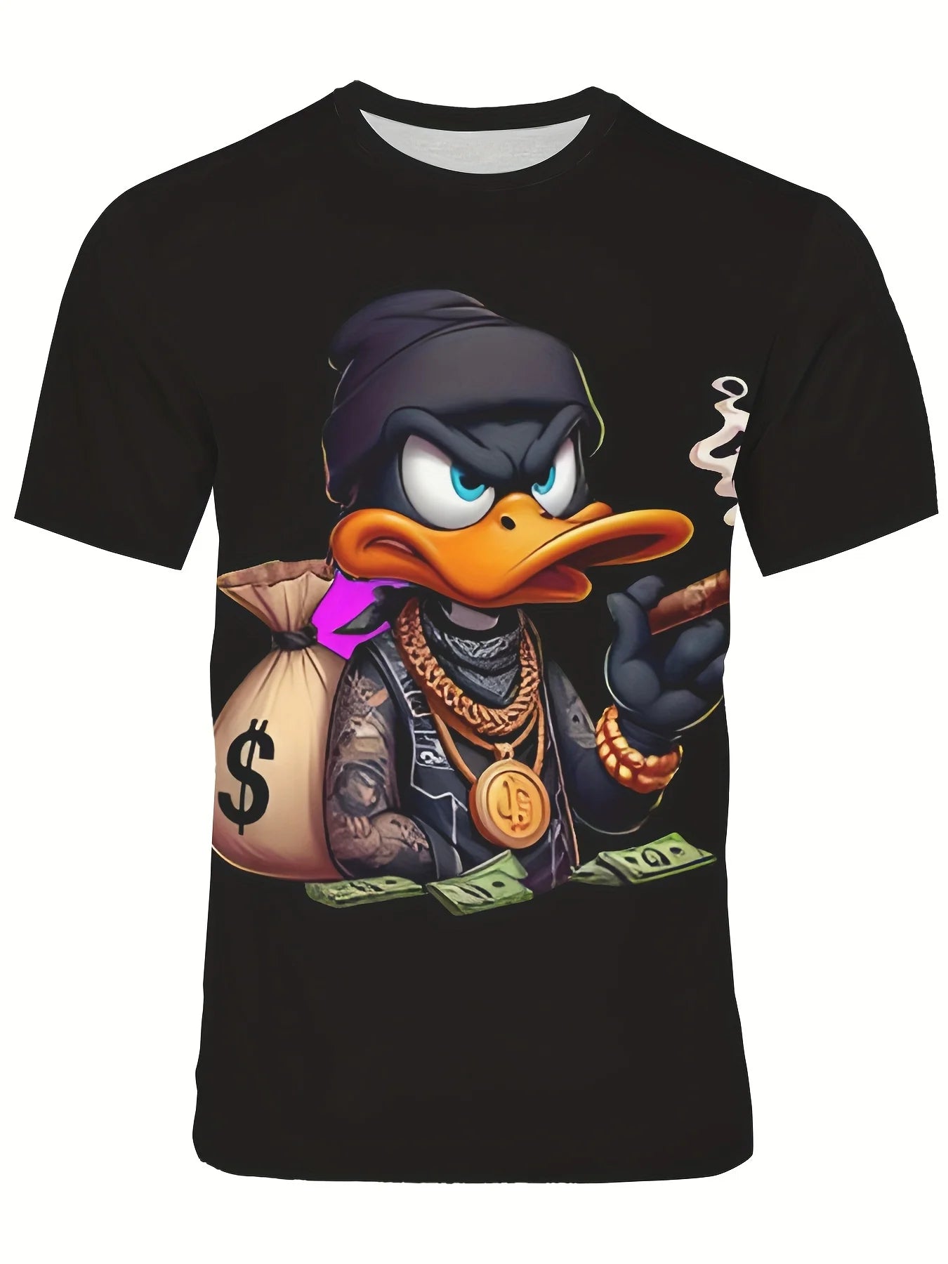 Unisex Cartoon Duck Hip-Hop Print T-Shirt