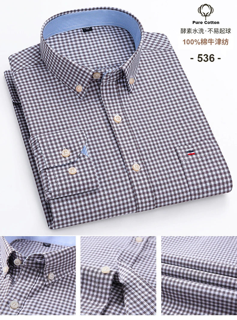 Men's Cotton Oxford Embroidery Dress Shirt