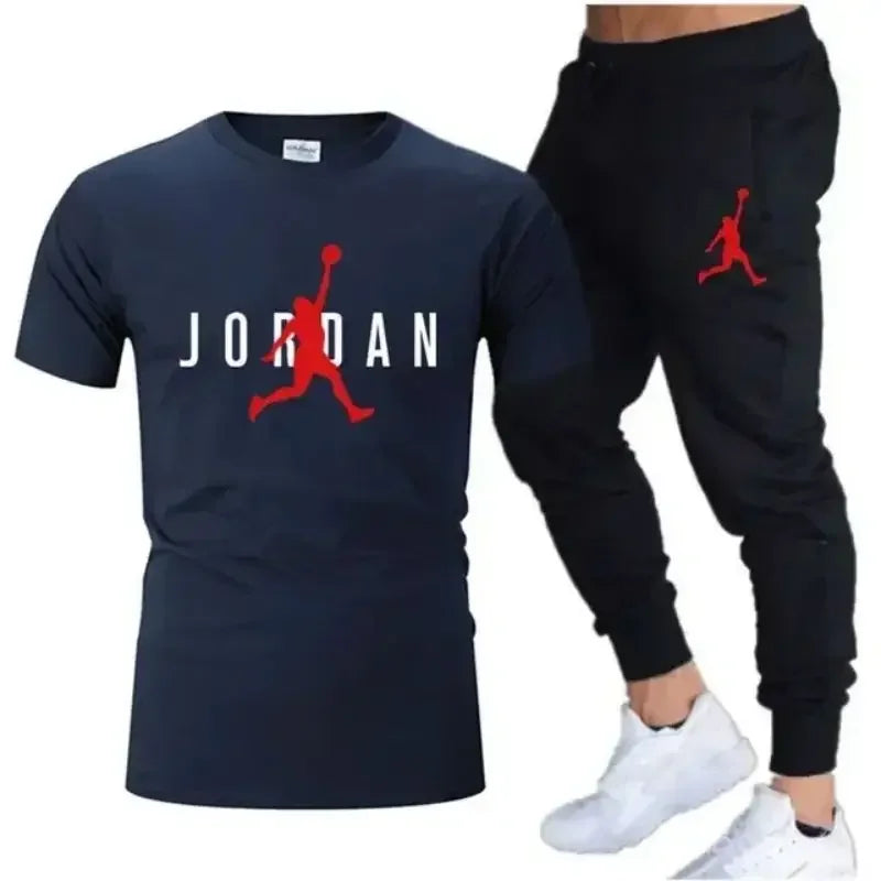 Men's Printed Leisure T-Shirt & Shorts Set