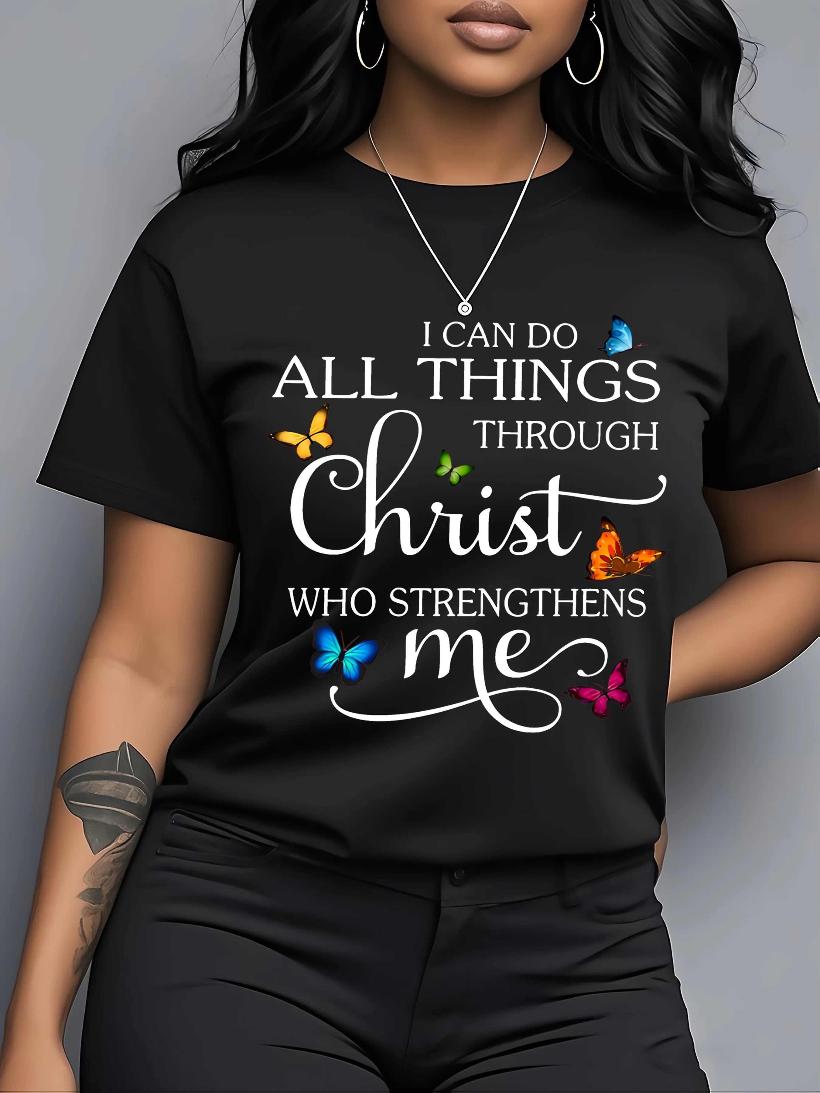 Women's Butterfly Christian Graphic T-Shirt