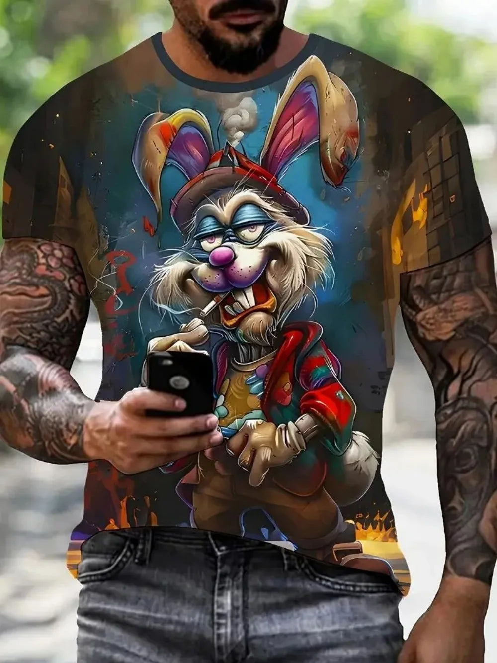 Men's 3D Pattern Print Breathable T-Shirt