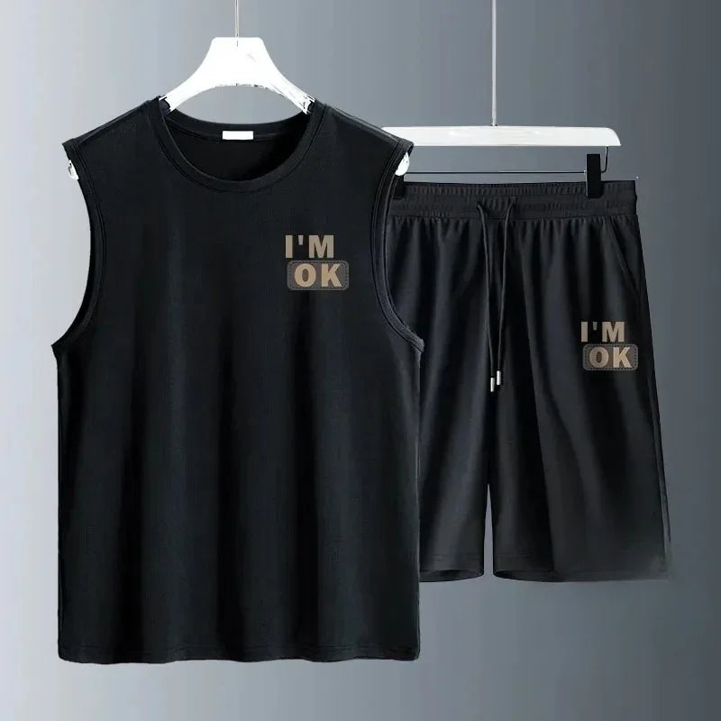 Men's Harajuku Basketball Sports 2-Piece Set