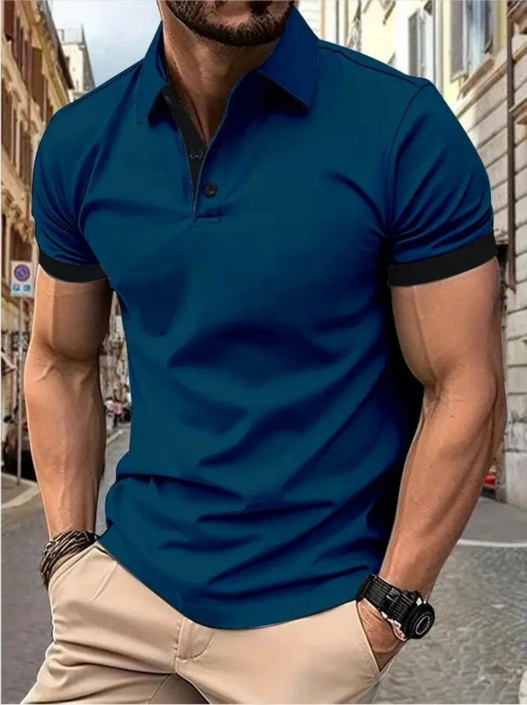 Men's 3D Pattern Print Polo Shirt