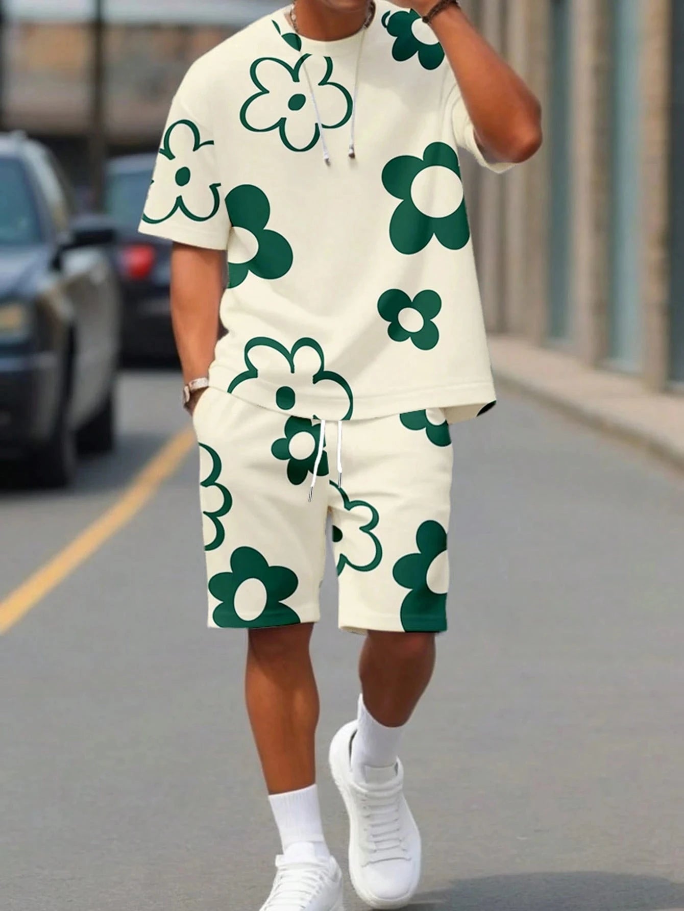Men's Floral Graphic Tee & Shorts Set