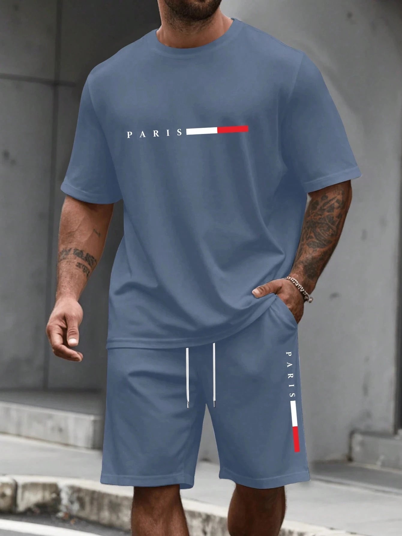 Men's O-Neck T-Shirt & Shorts Casual Set