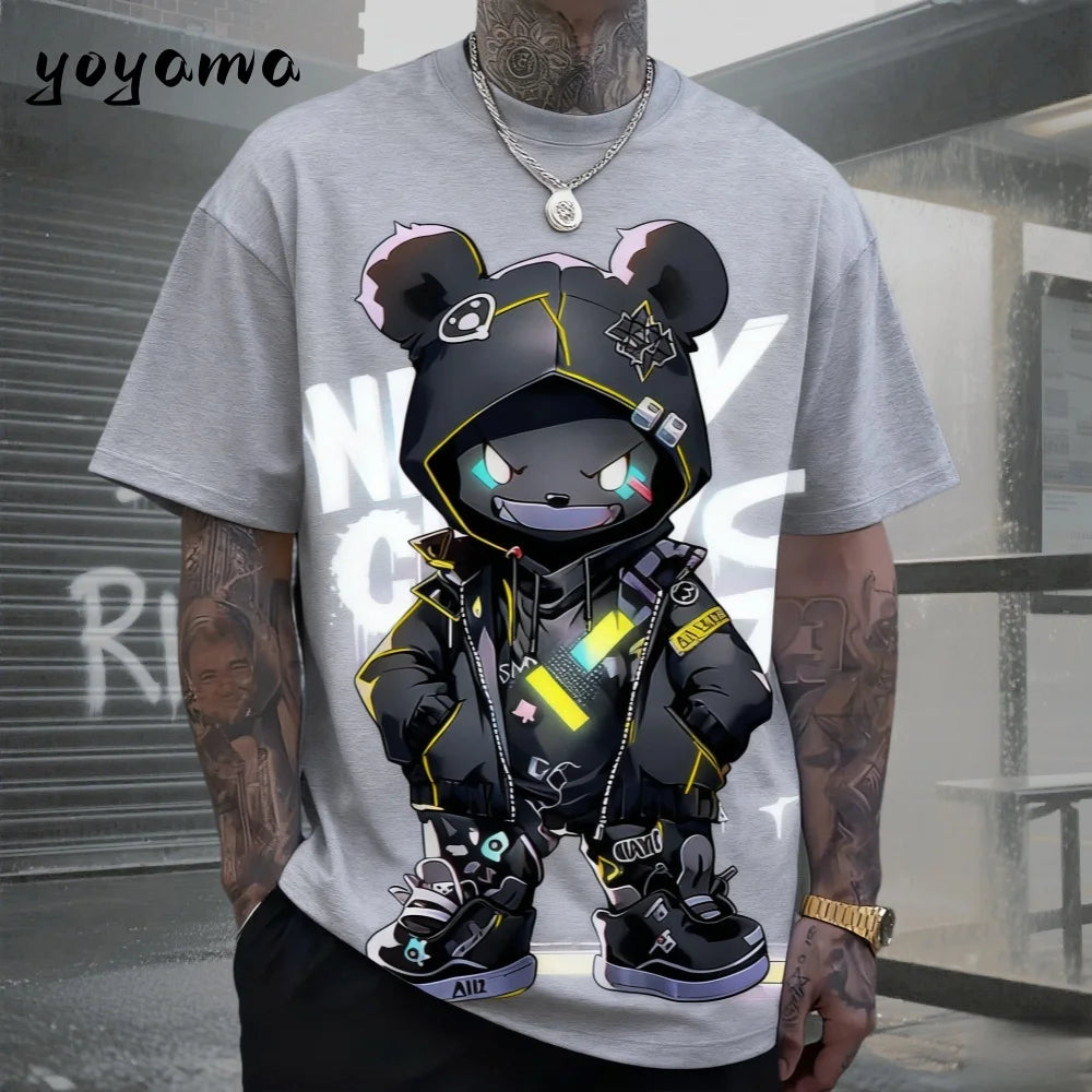 Men's 3D Retro Bear Print Quick-Dry T-Shirt