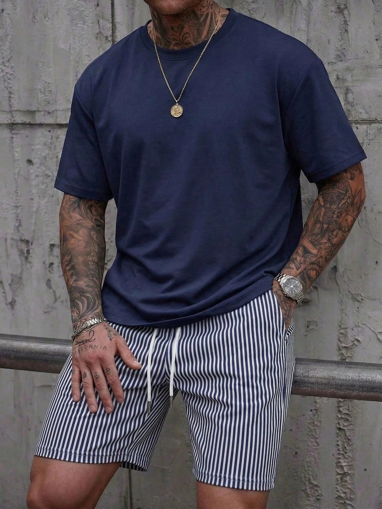 Men's Round-Neck T-Shirt & Athletic Shorts Set