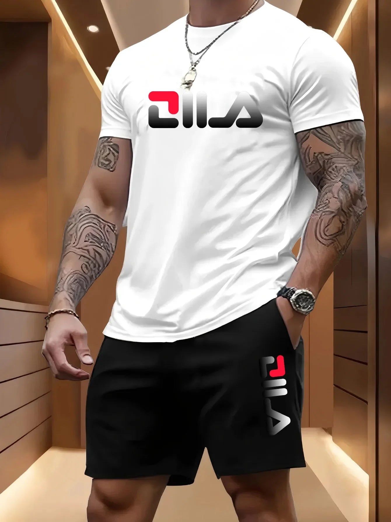 Men's Summer Beach T-Shirt & Shorts Set