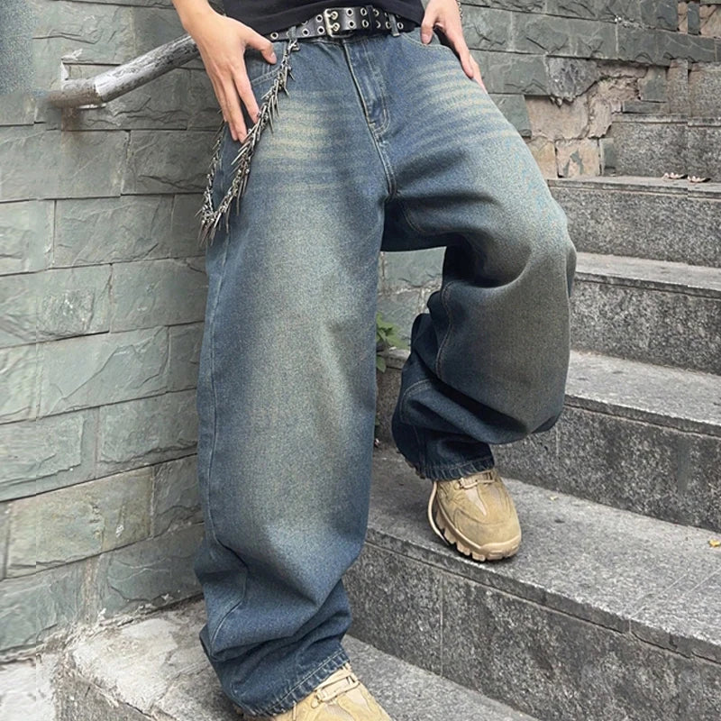 Men's Y2K Baggy Wide-Leg Denim Jeans