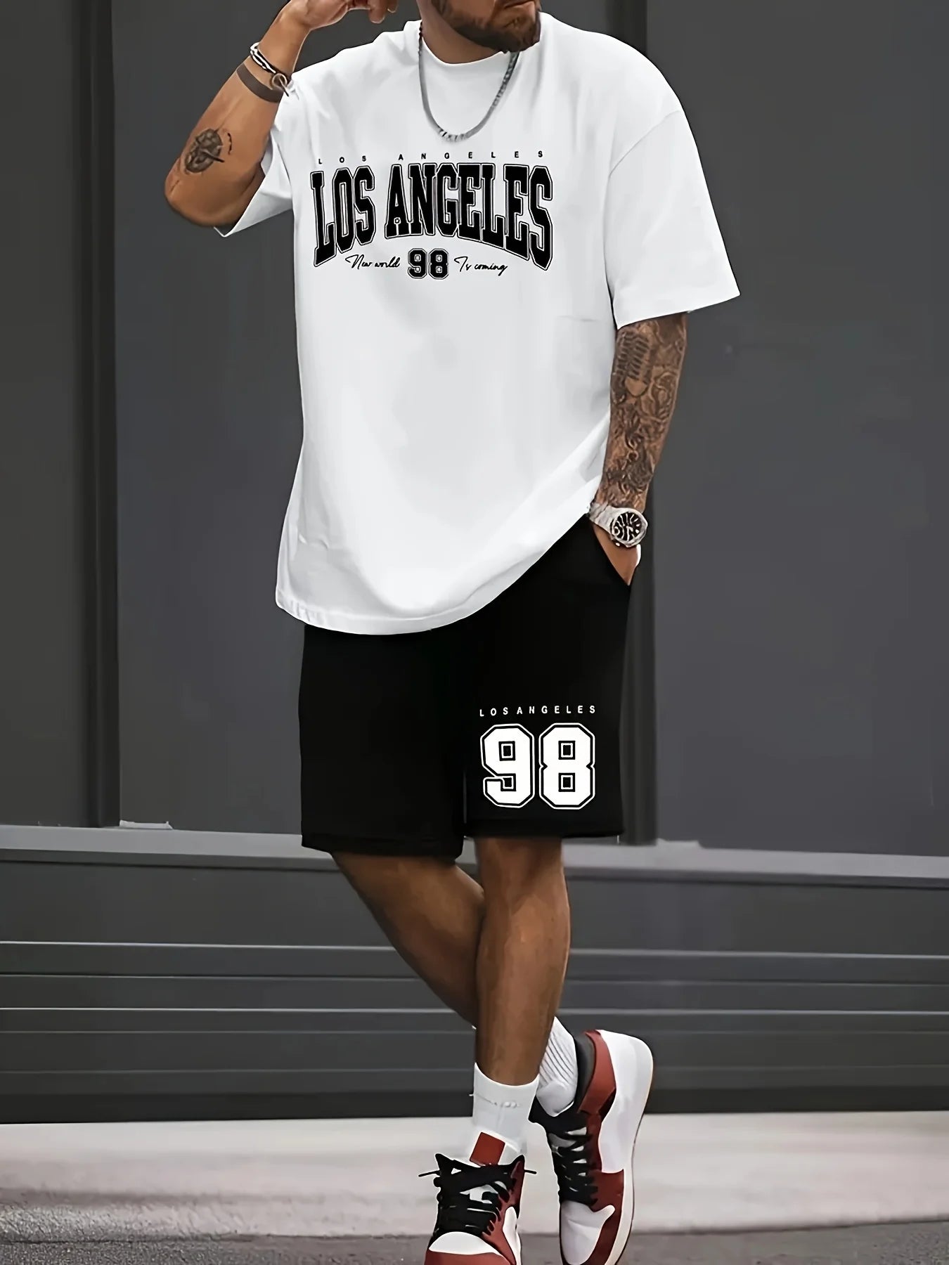 Men's Chicago Print T-Shirt & Shorts Set