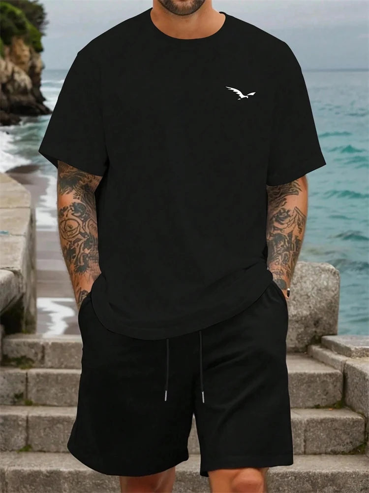 Men's Round-Neck T-Shirt & Athletic Shorts Set