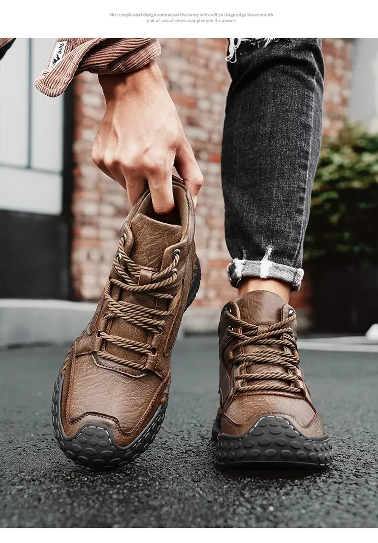 Men's Retro Lace-Up Casual Boots