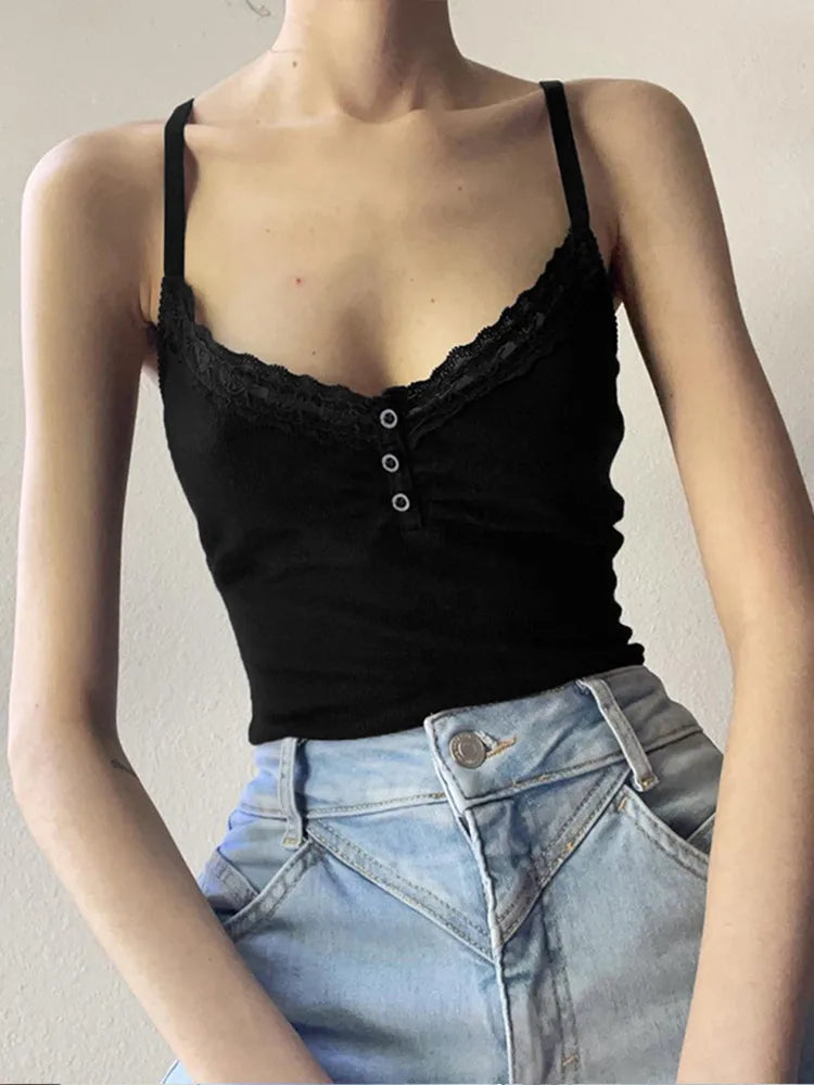 Women's Y2K Button Corset Crop Top