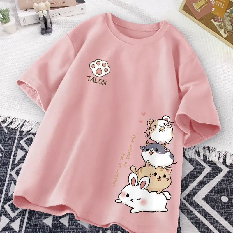 Women's Cute Hamster Print Casual T-Shirt