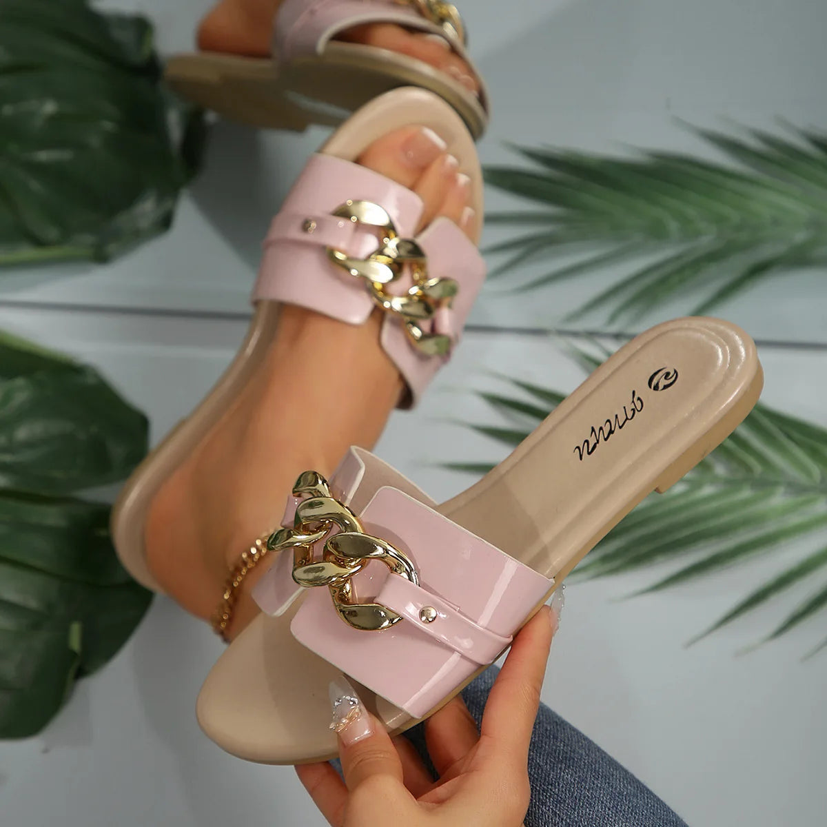Women's Metal Detail Flat Sandals