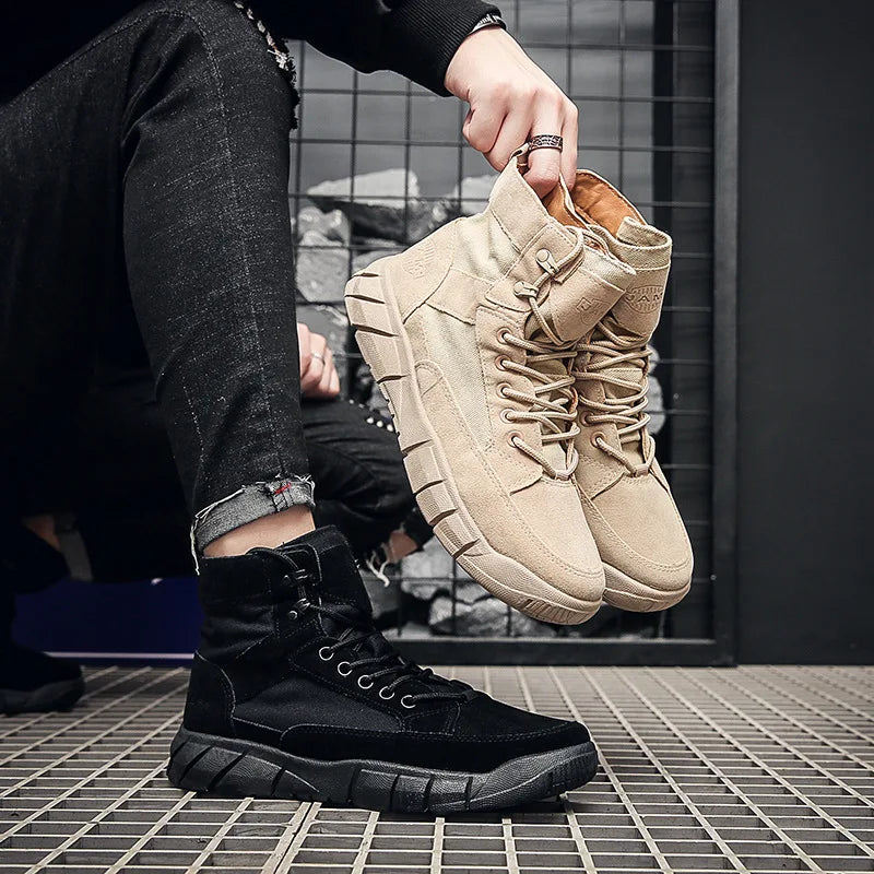 Men's Flat Sole Lace-Up Ankle Boots
