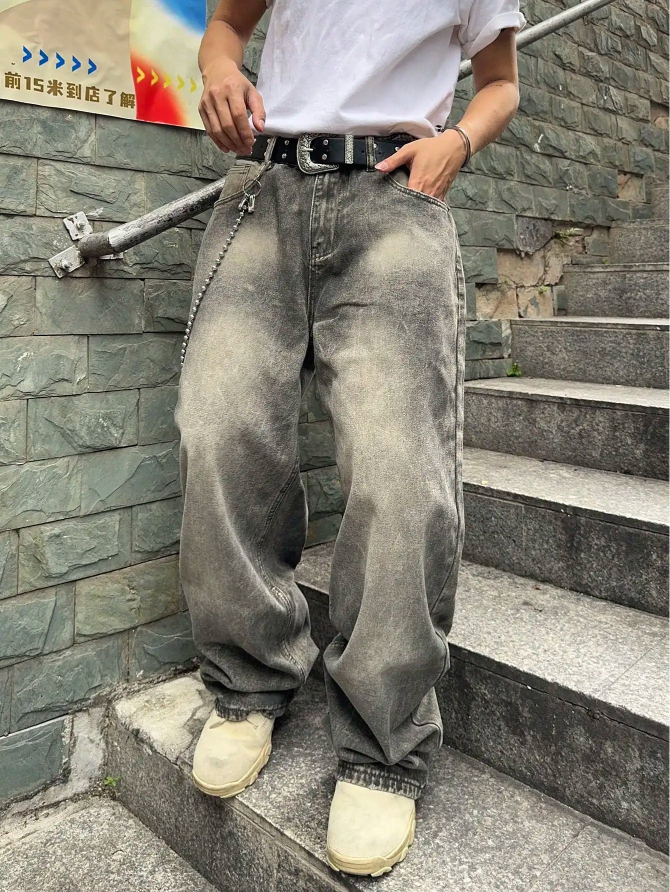 Men's Y2K Baggy Wide-Leg Denim Jeans