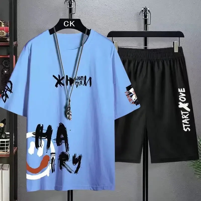Men's Fashion T-Shirt & Shorts Sports Set