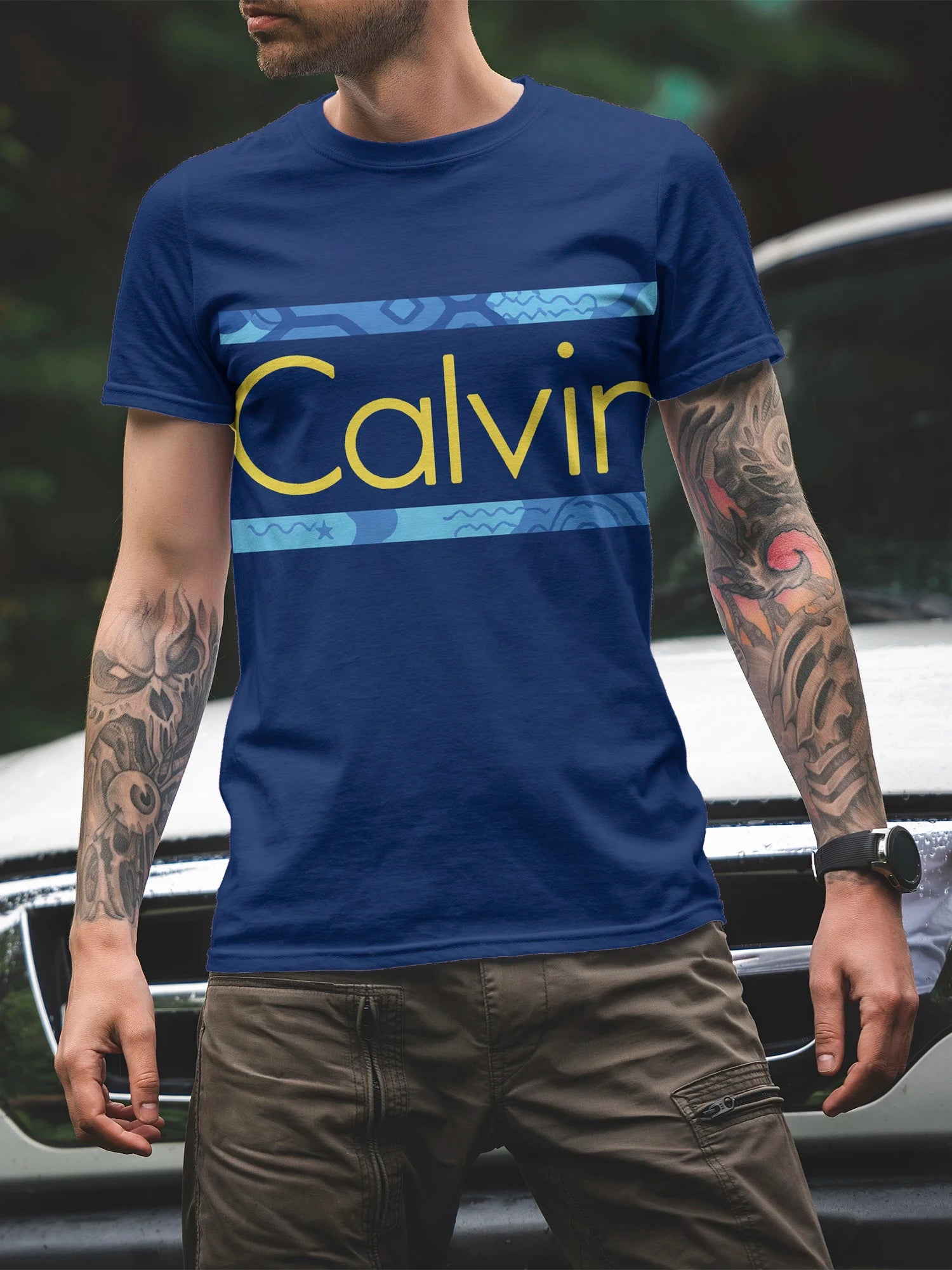Men's 3D Print Crew-Neck Casual T-Shirt