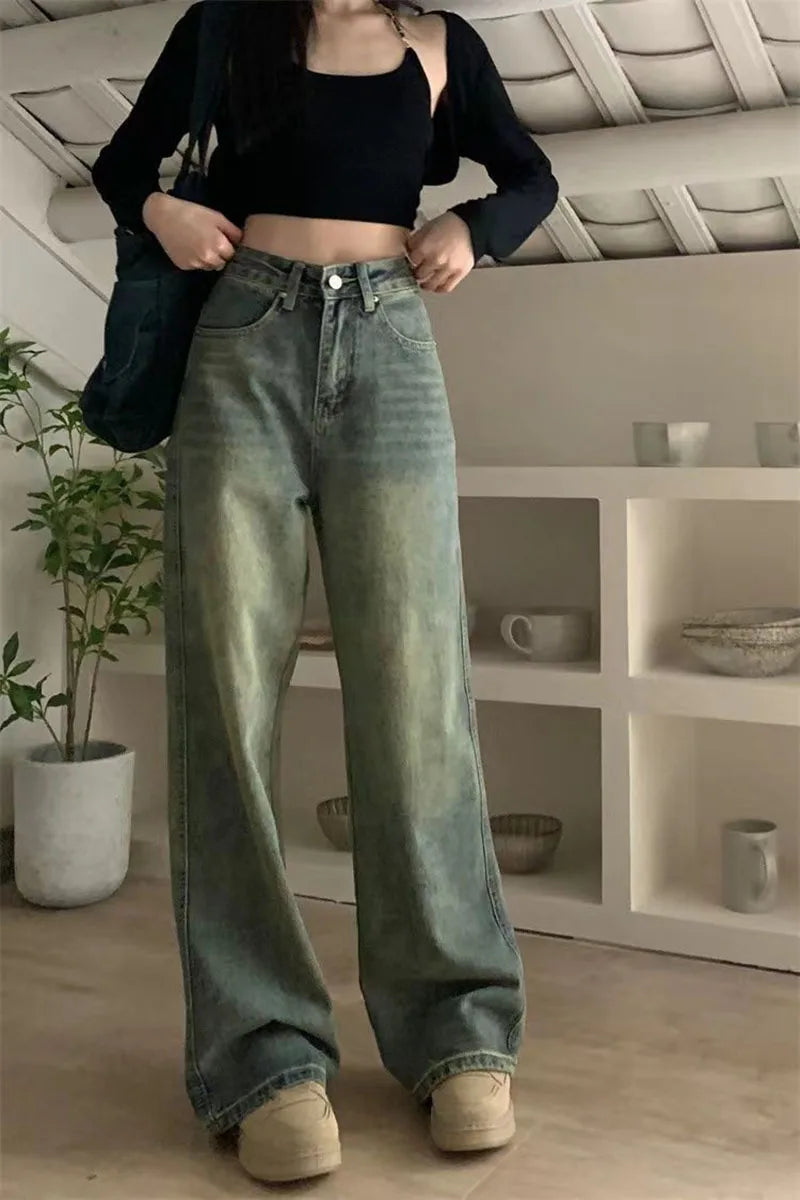 Women's Y2K High-Waist Baggy Wide-Leg Jeans