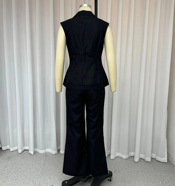 Women's Blazer & Wide-Leg Pants Two-Piece Set