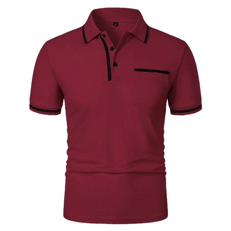 DOUSE Men's Splice Pocket Polo Shirt – Breathable Casual Summer Tee