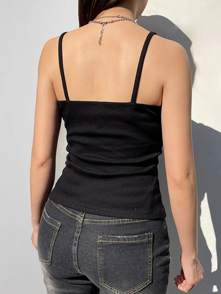 Women's Y2K Button Corset Crop Top