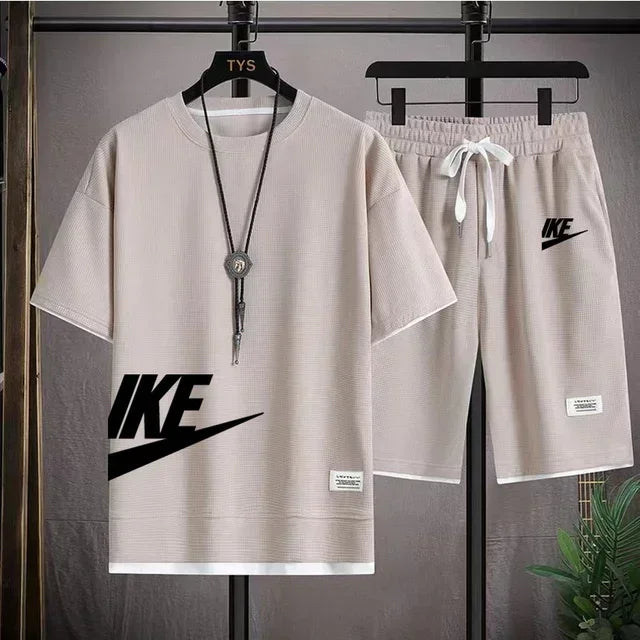 Men's Casual Printed T-Shirt & Shorts Set