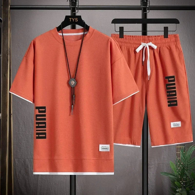 Men's Printed T-Shirt & Shorts Running Set