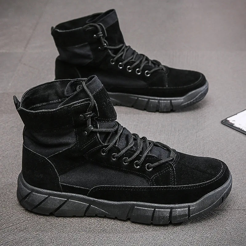 Men's Flat Sole Lace-Up Ankle Boots