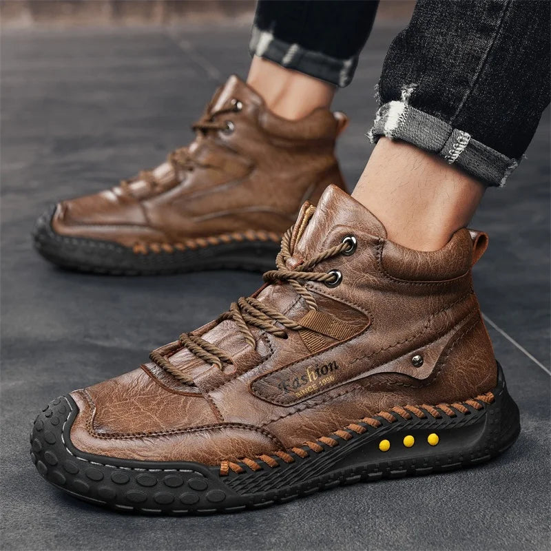Men's Hand-Stitched Retro Lace-Up Boots