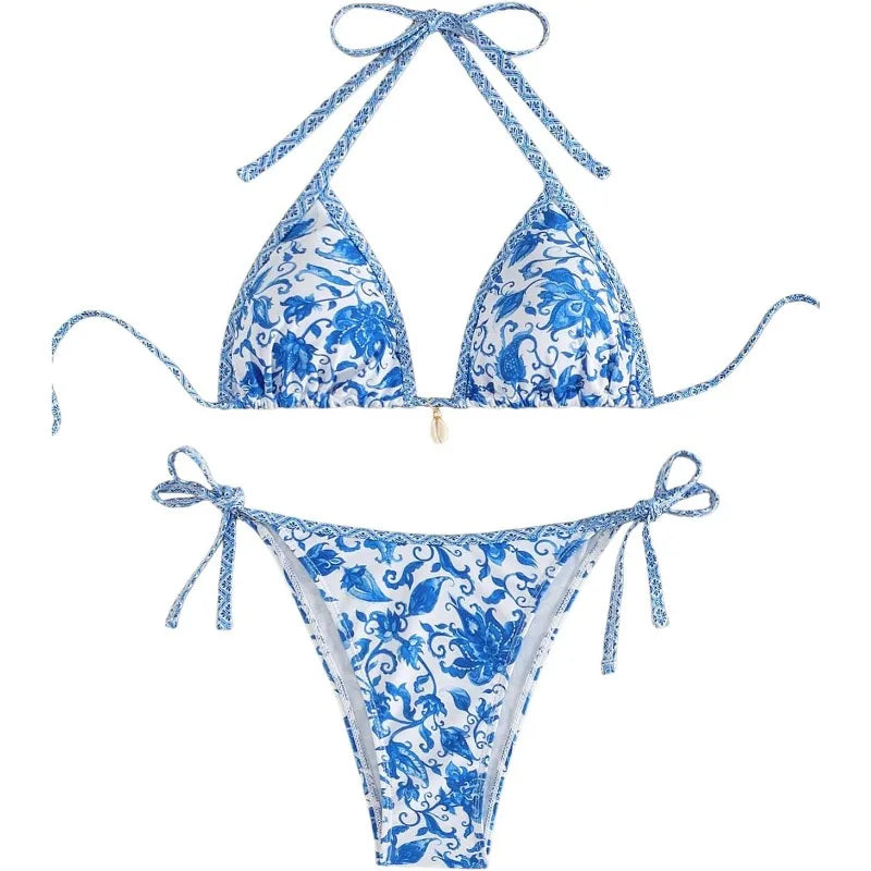 Women's Halter Triangle String Bikini