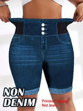 Women's Plus Size Faux Denim Biker Shorts